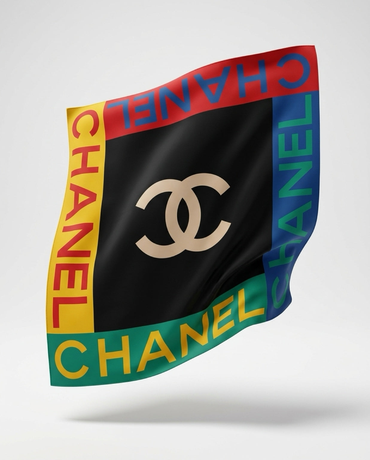 Vintage CHANEL Color Block Silk Scarf| Late 1980s