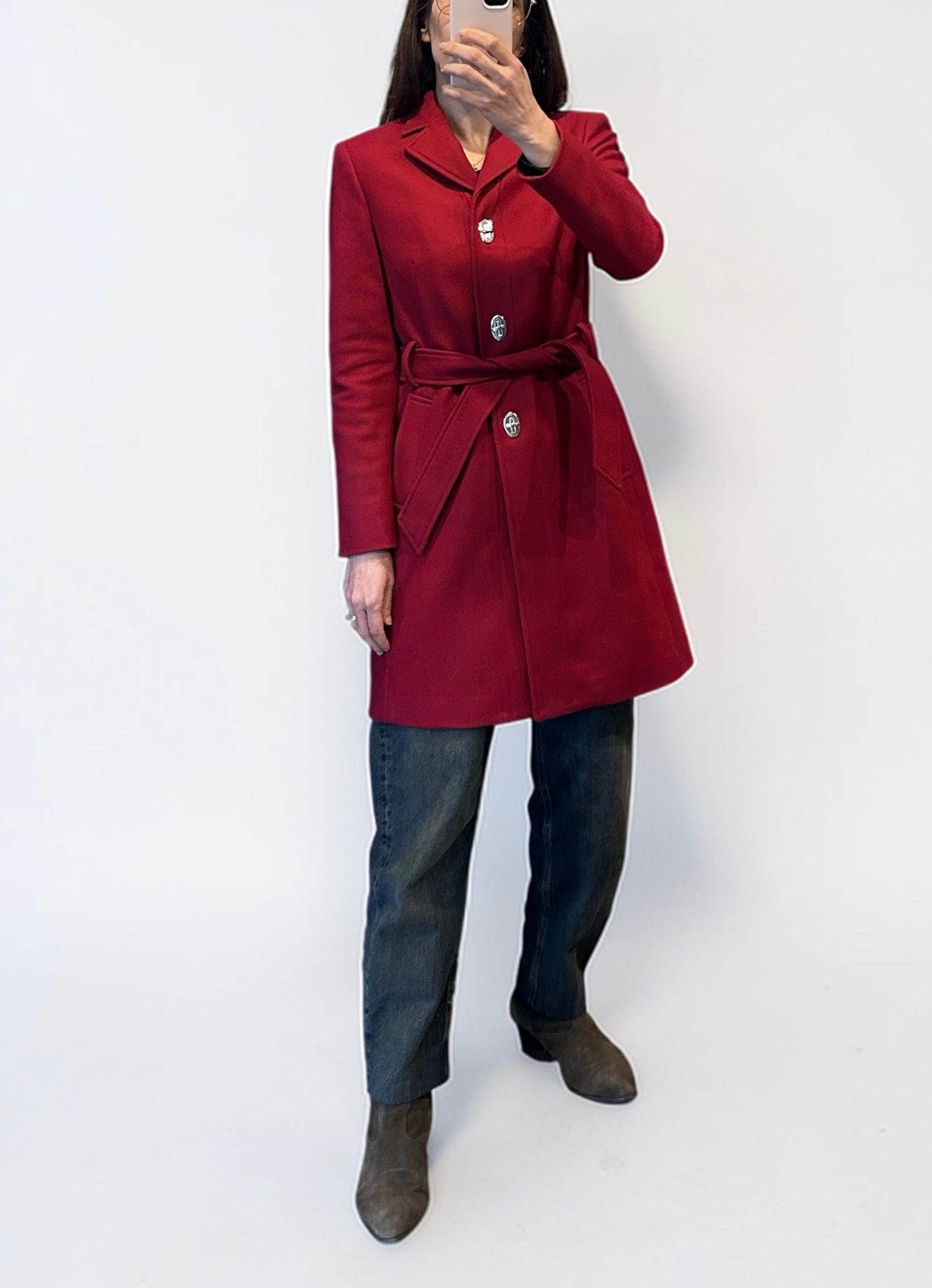 Love Moschino Red Wool & Cashmere Belted Coat| 90׳s