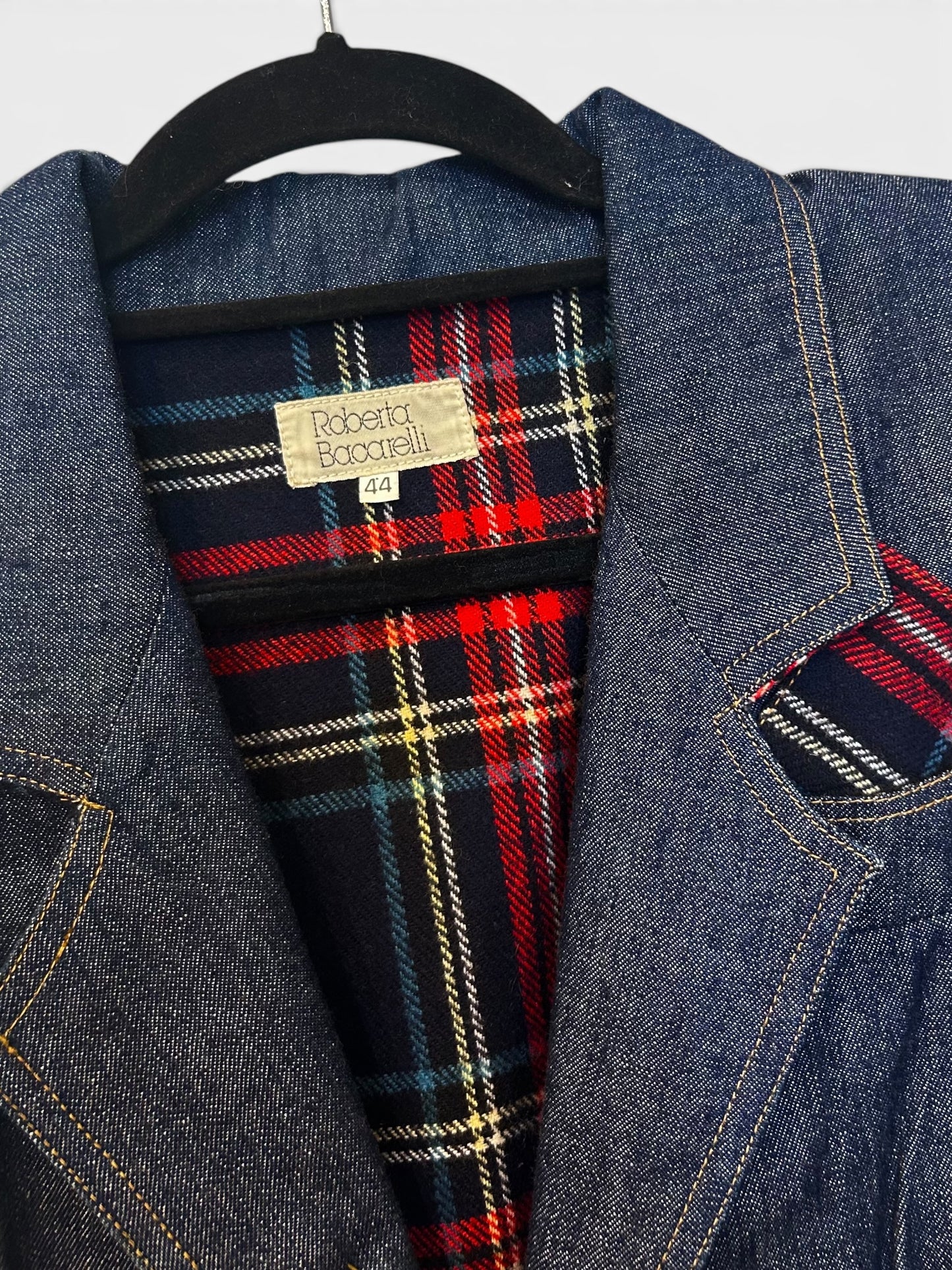 Vintage Roberta di Camerino Denim & Tartan Jacket| 1980s