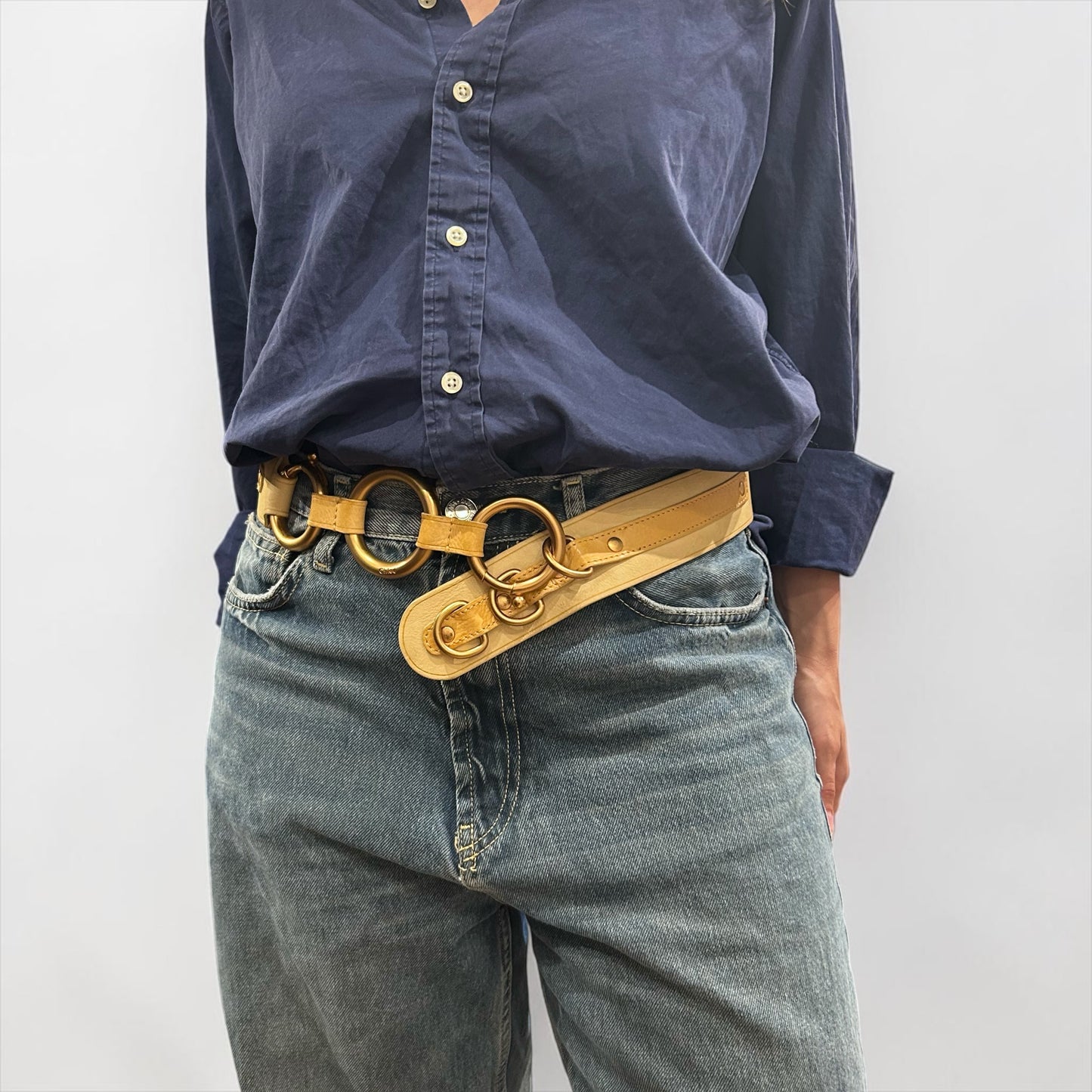 Vintage Chloé Leather Triple Ring Statement Belt| |Early 2000s,Phoebe Philo era