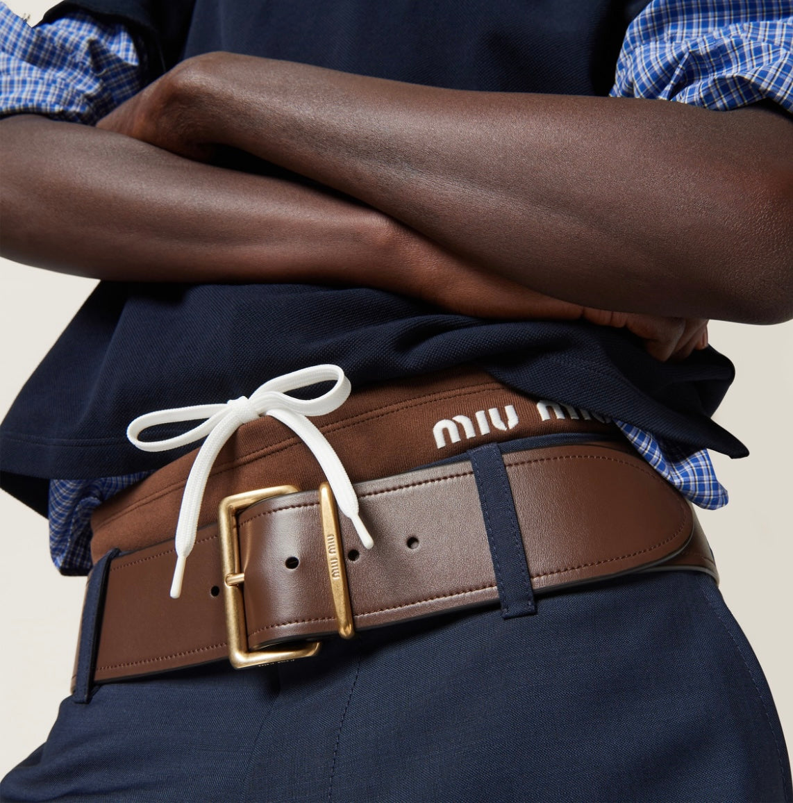 Miu Miu Engraved Leather belt
