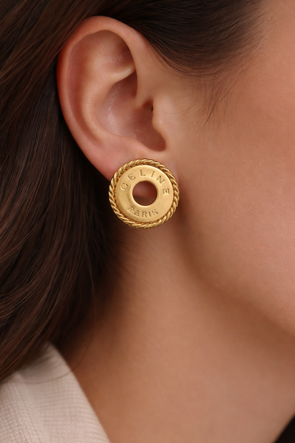 Vintage Céline Paris Gold-Plated Clip-On Earrings