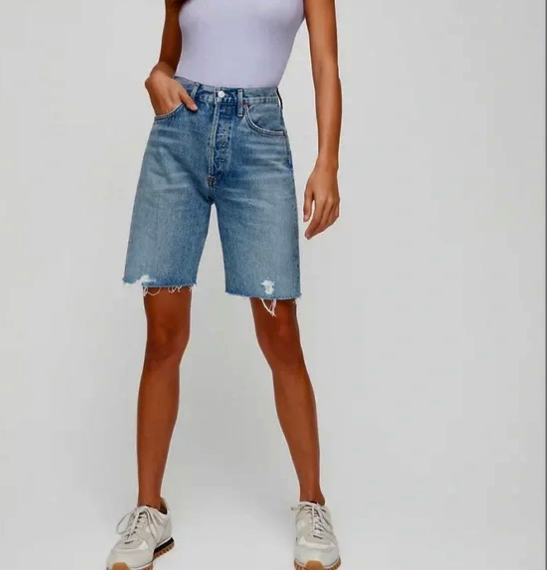 AGOLDE 90s Cut Off Denim Bermuda Shorts