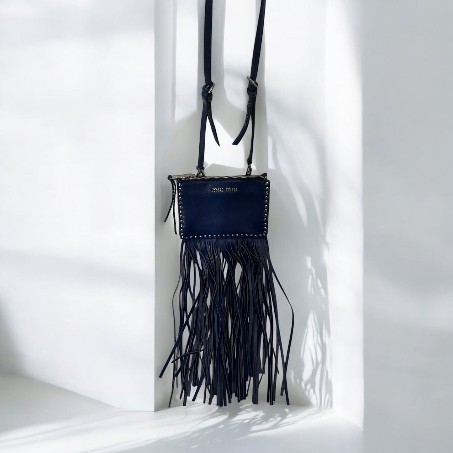 Miu Miu fringe studded crossbody bag