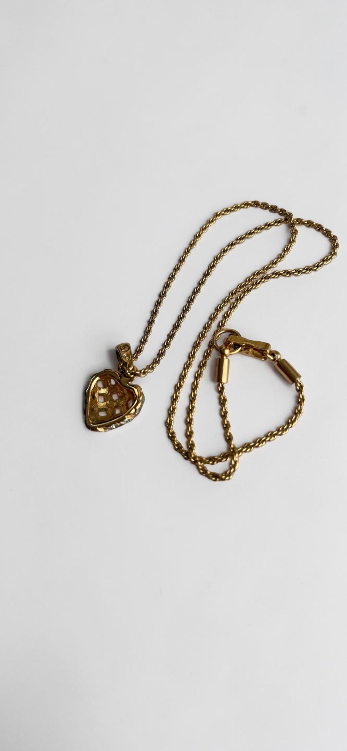 Vintage Swarovski Crystal Heart Pendant Necklace|90s