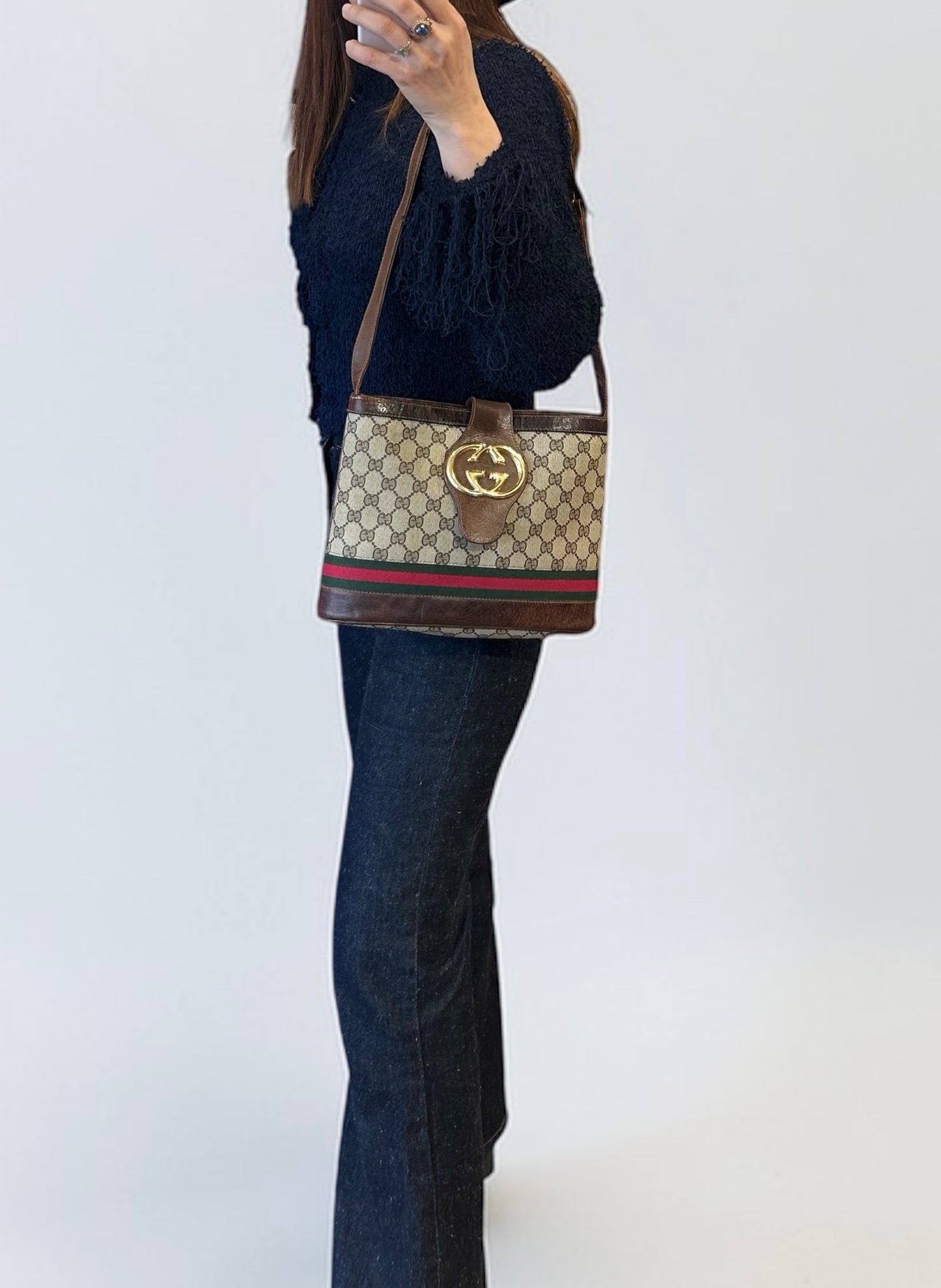 Vintage Gucci Monogram Web Shoulder Bag | 1980’s