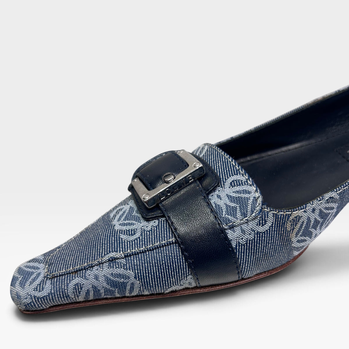 Vintage Loewe Anagram Monogram Buckle Flats | Early 2000s