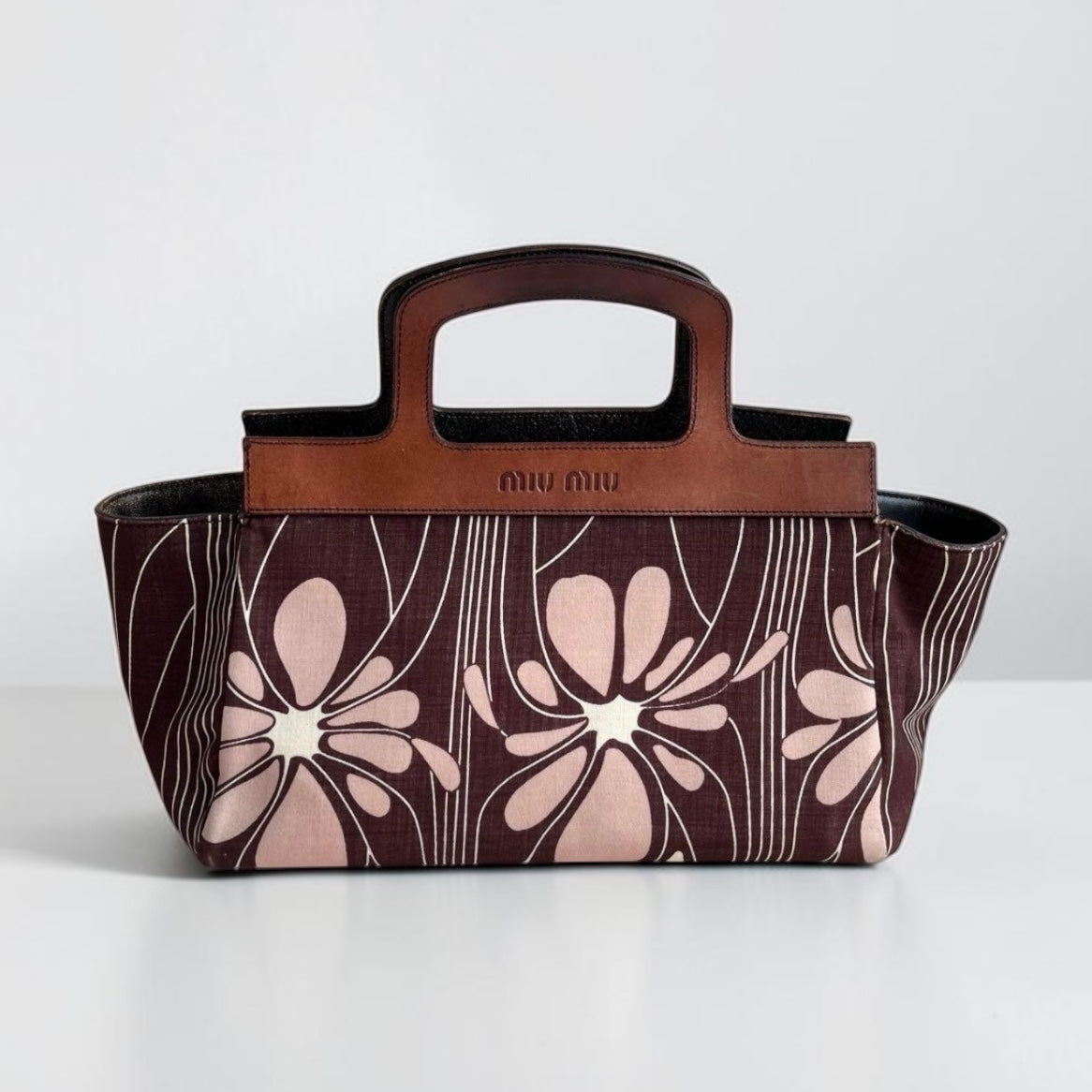 Rare Miu Miu Archive Reversible Floral & Leather Tote Bag| Early 2000s