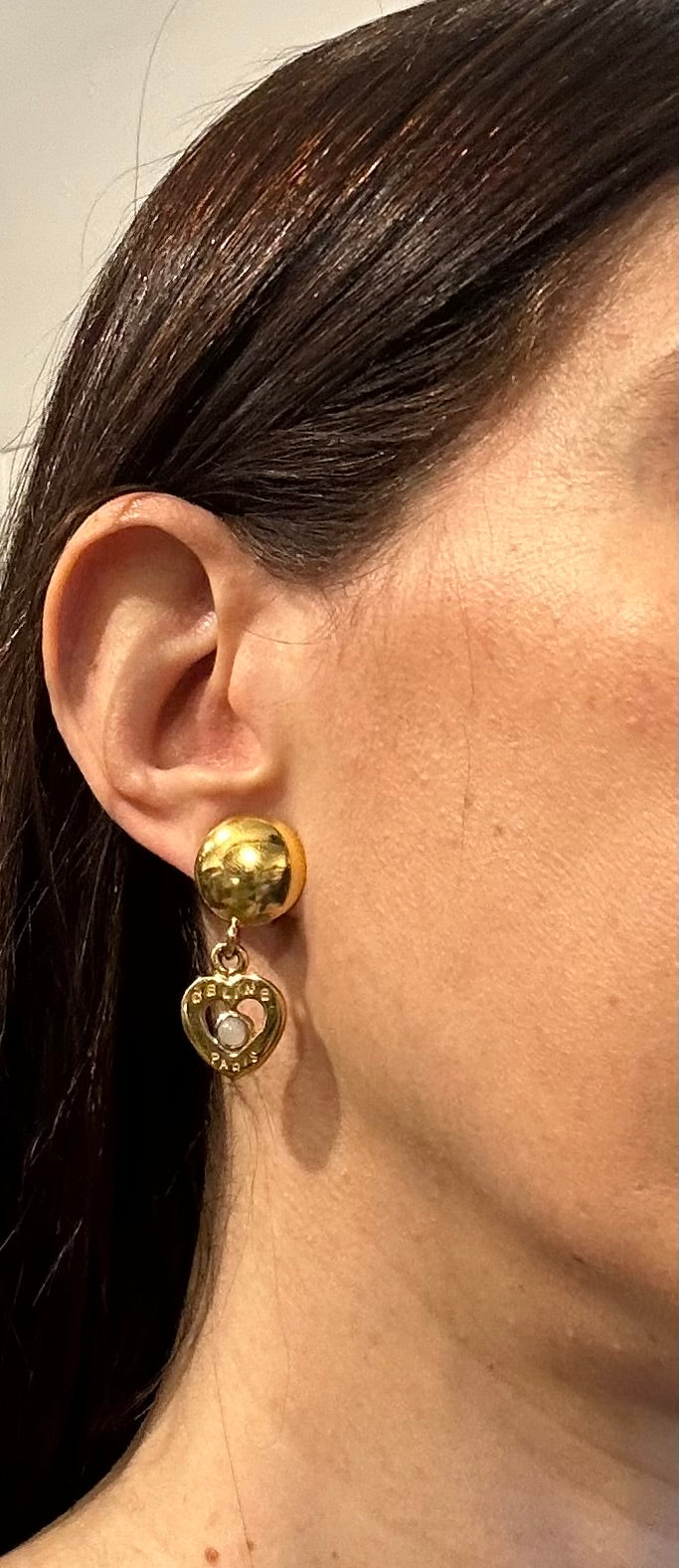 Celine 80’s Rare Heart shaped Clip On Earrings