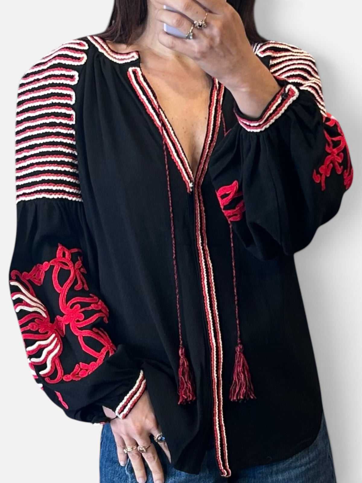 Wandering Hand-Embroidered Wool Blouse