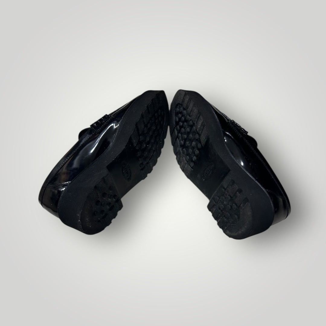 TOD’S Black Patent Leather Platform Loafers