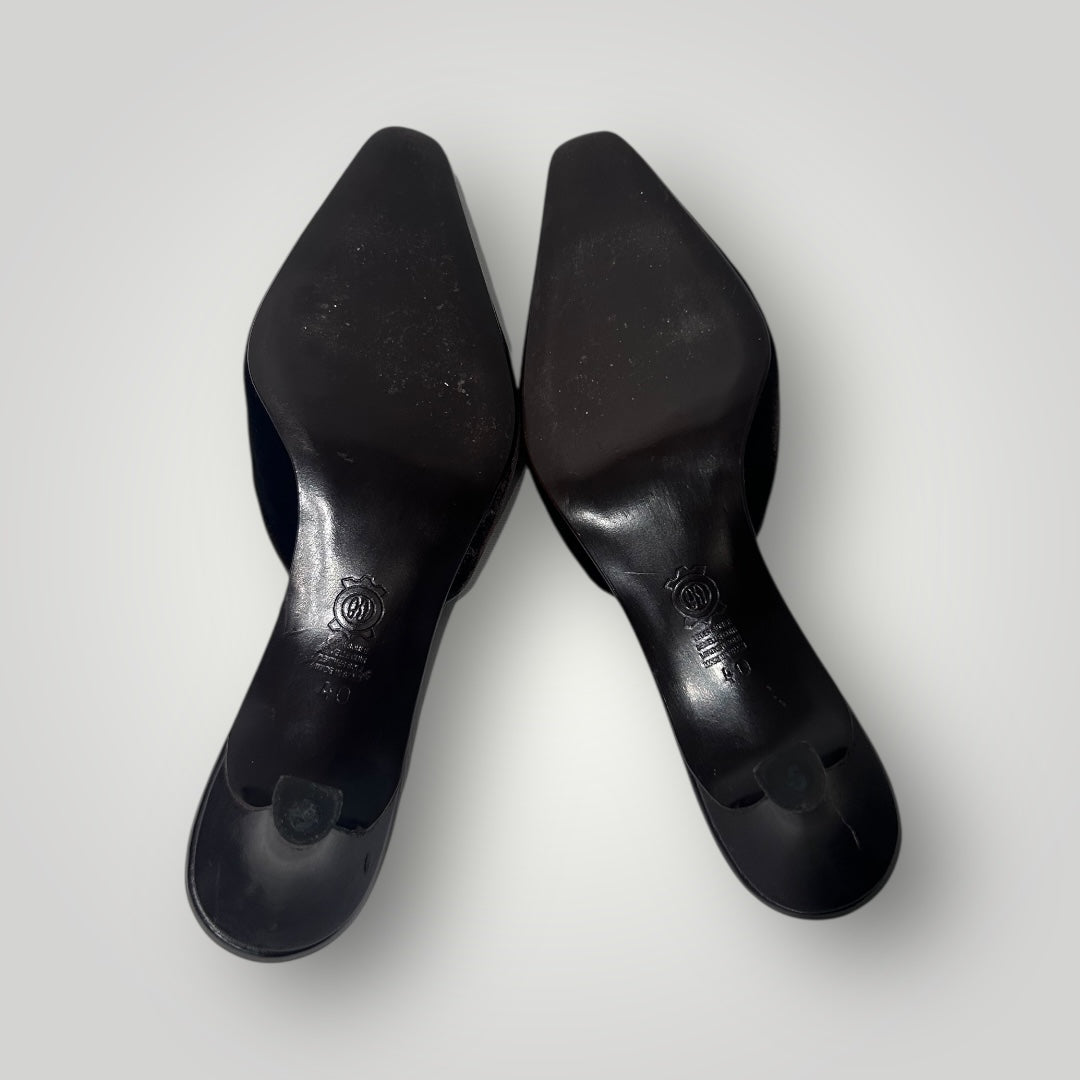 Vintage L.K. Bennett Chocolate Brown Velvet Mules