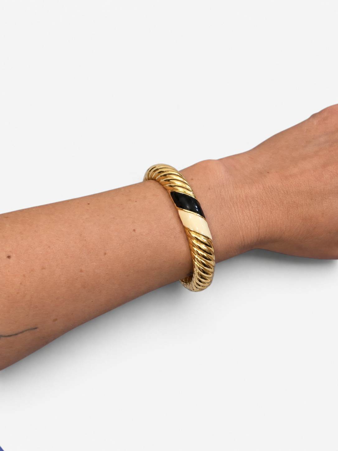 Vintage Gold Plated Twisted Enamel Bangle| 1990s
