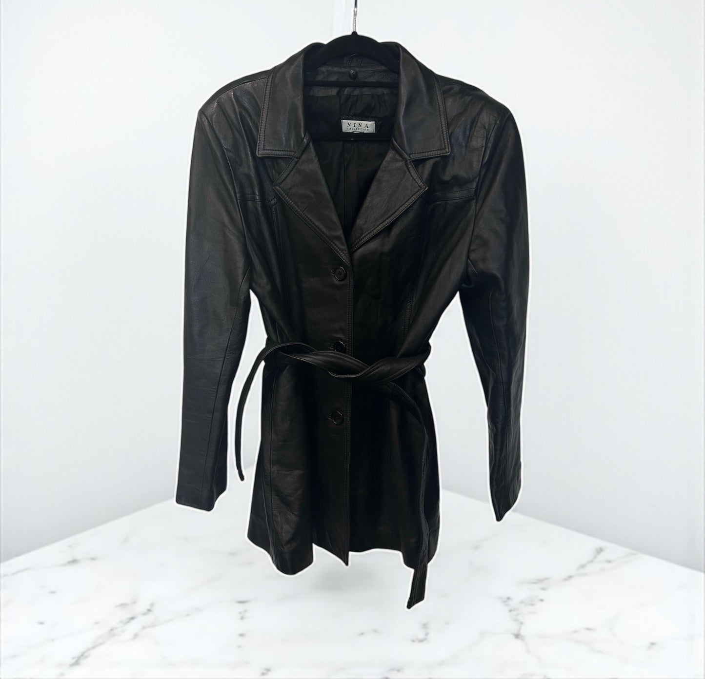 Vintage Nina Leather Belted Jacket