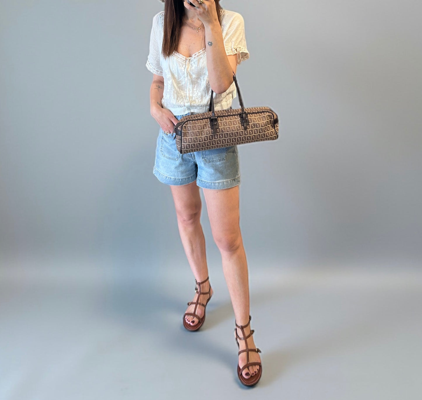 Vintage Fendi Brown Zucchino Handbag