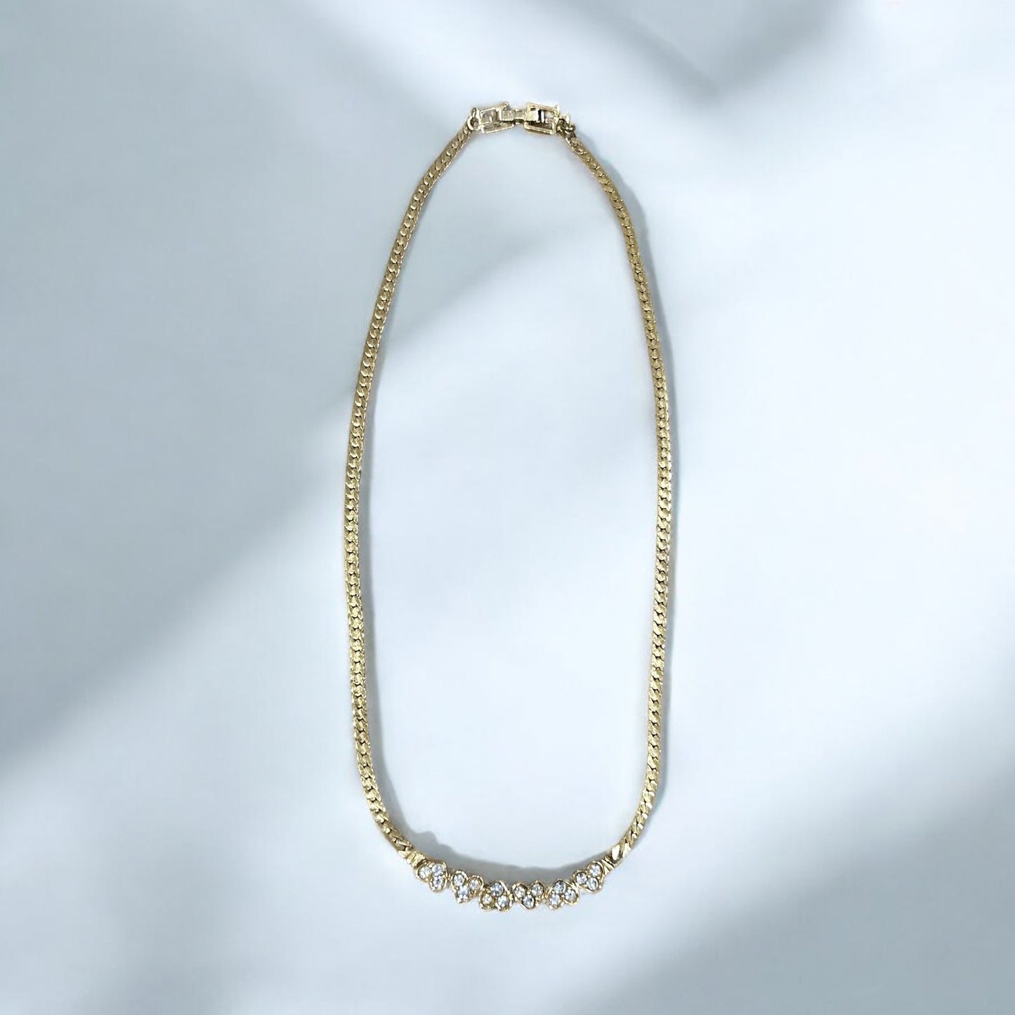 Vintage Givenchy Gold Plated Crystal Heart Necklace | 1990s