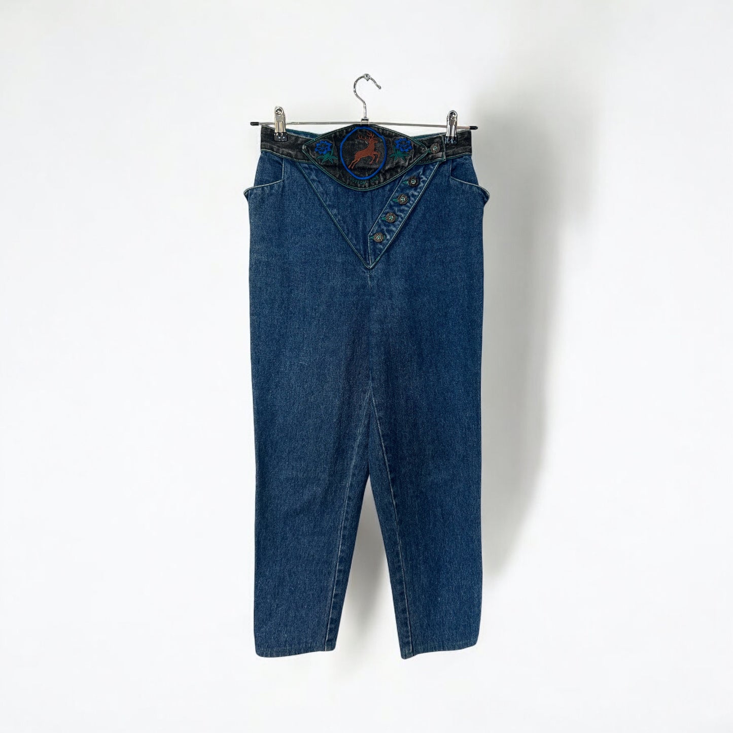 80’s high waisted embroidered jeans