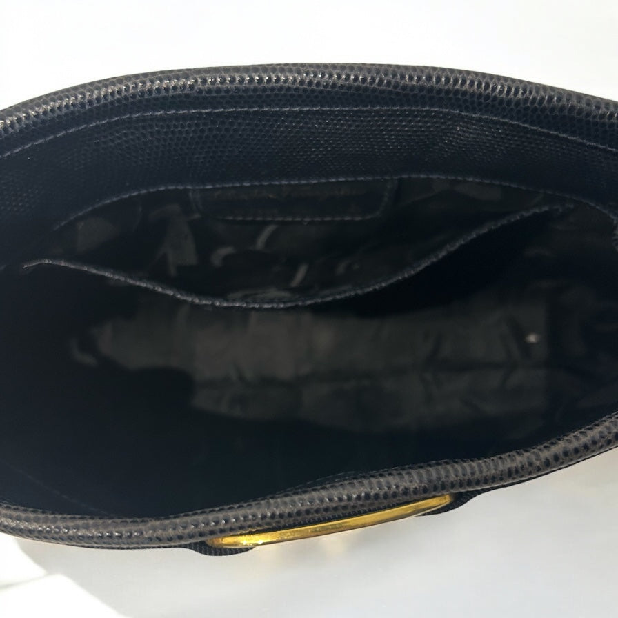 Vintage Ferragamo navy leather bag