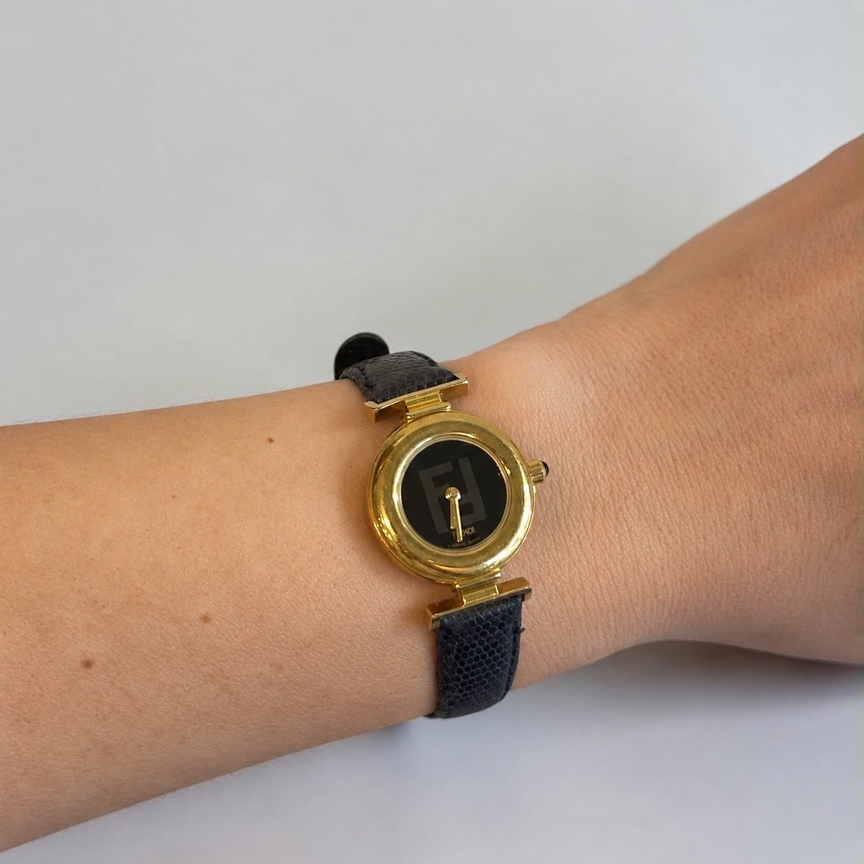 Vintage Fendi Gold Plated Blue Leather Watch| 1990s