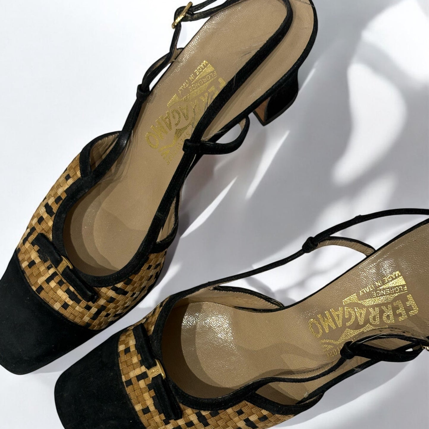 Rare Salvatore Ferragamo Braided slingback shoes