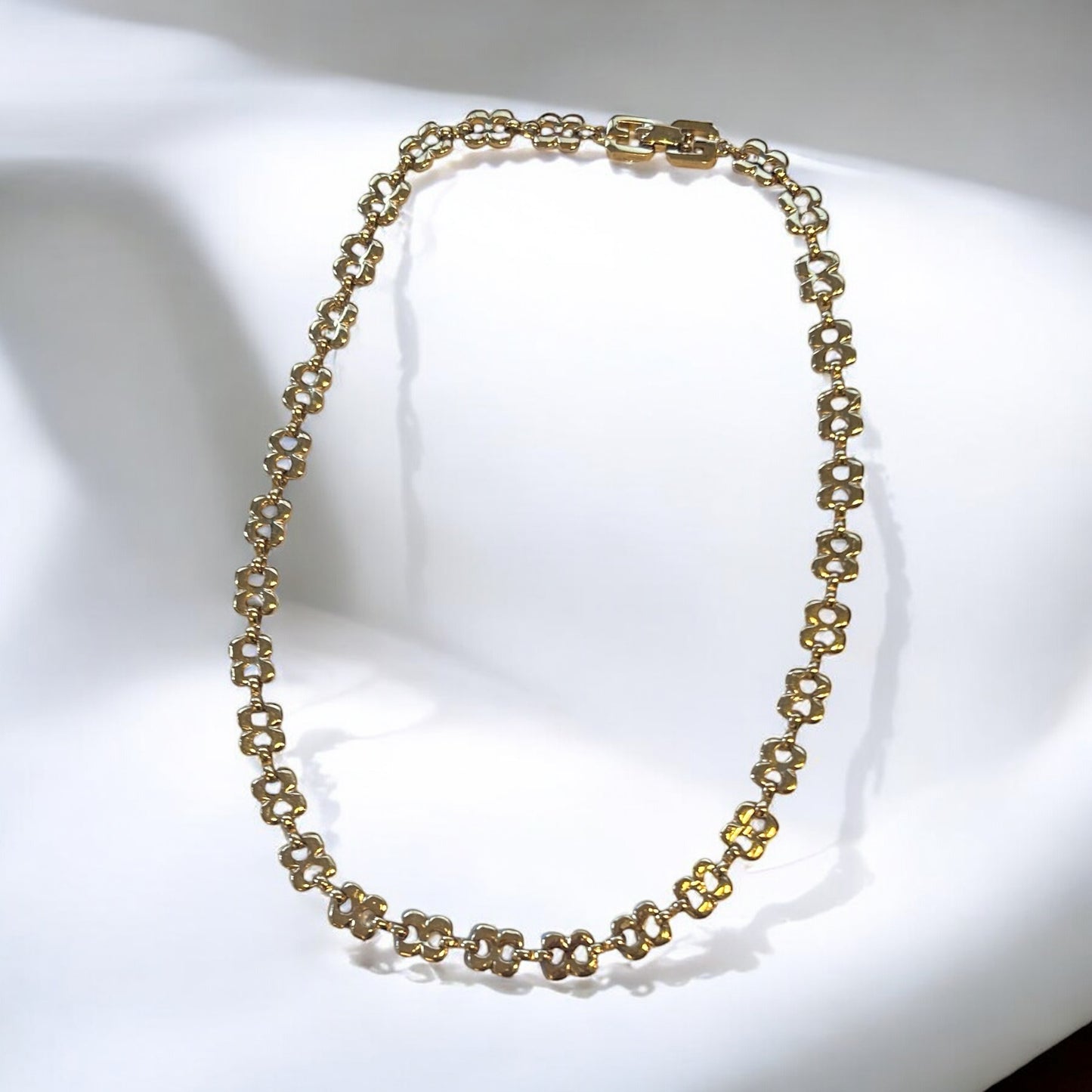 Vintage Givenchy Gold-plated Floral Link Necklace