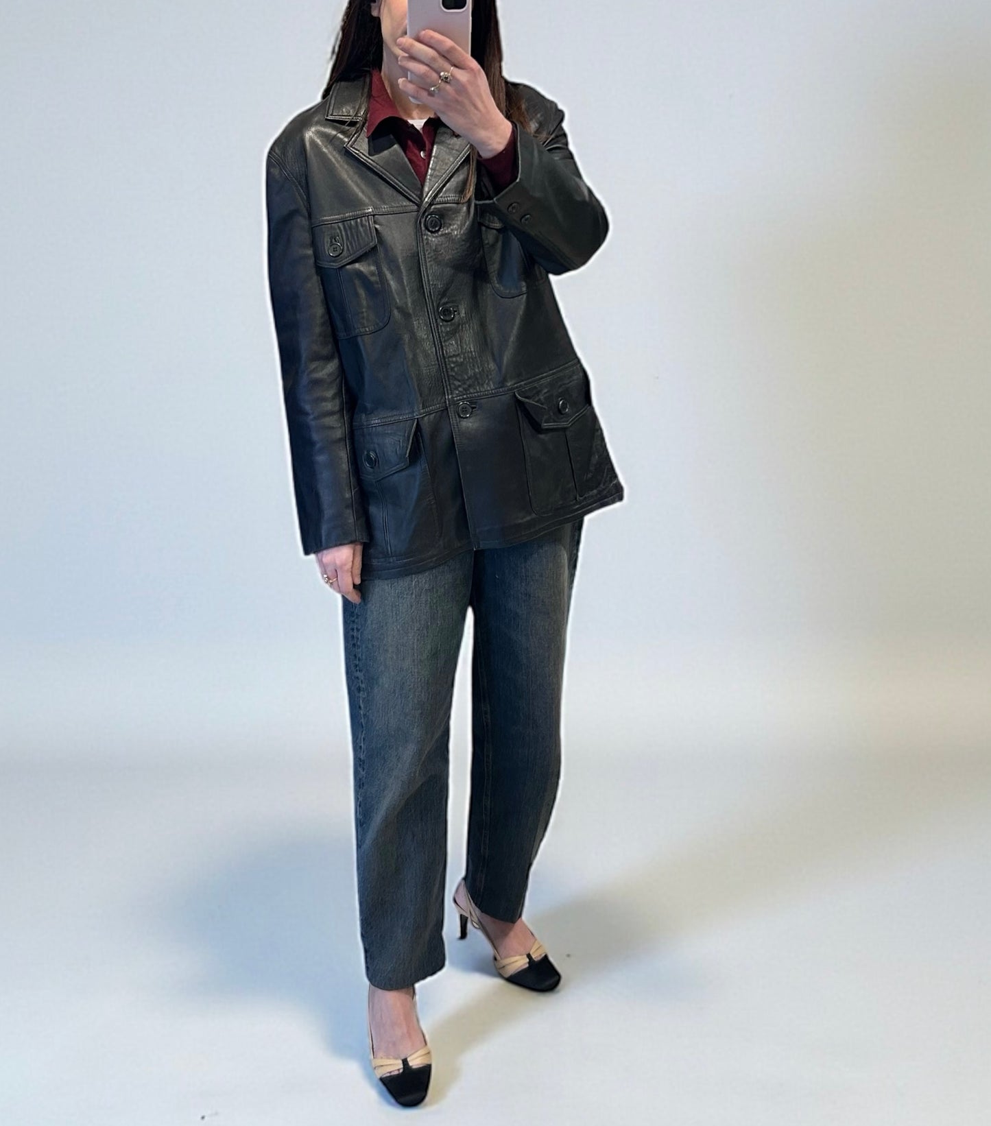 Vintage Italian Leather Utility Jacket