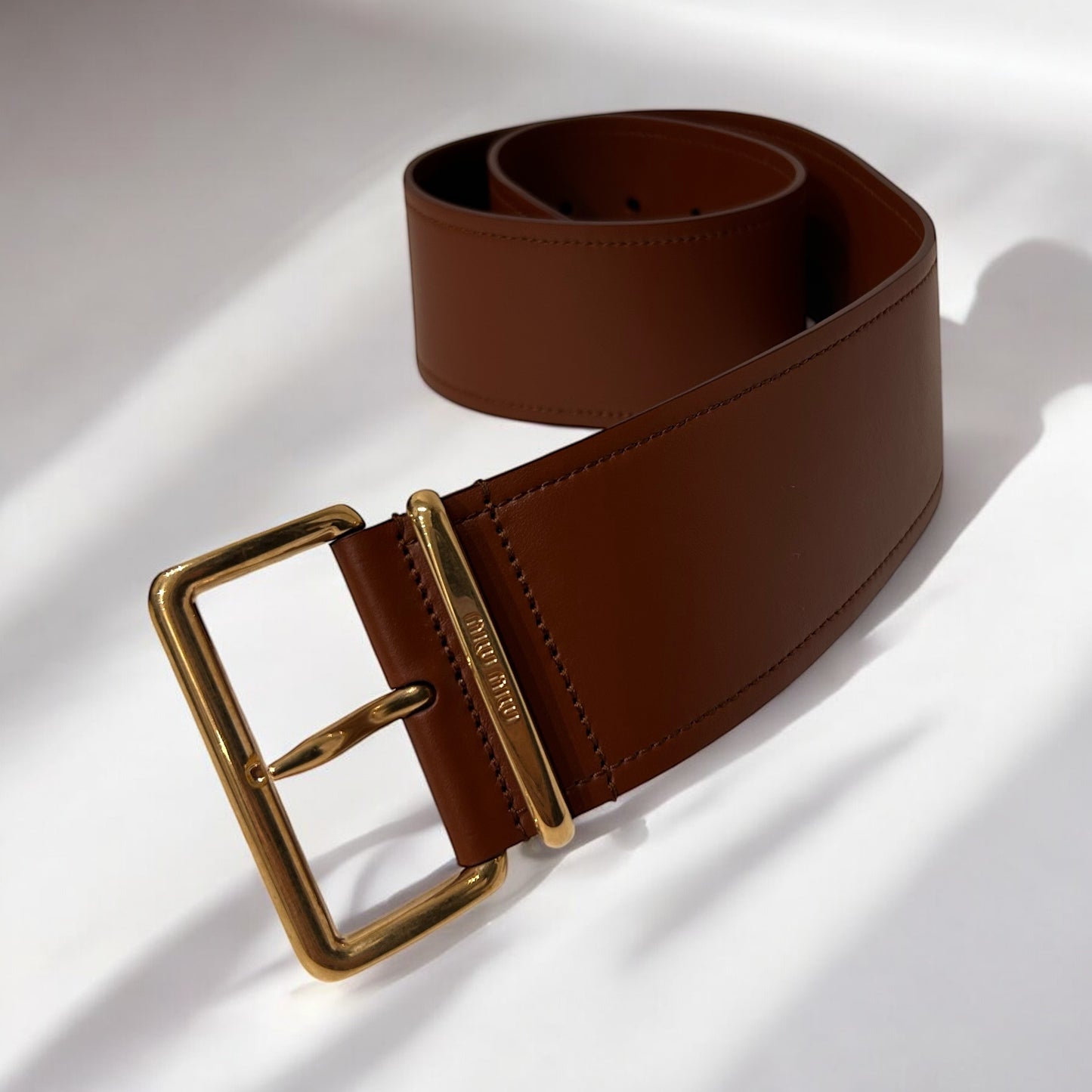 Miu Miu Engraved Leather belt