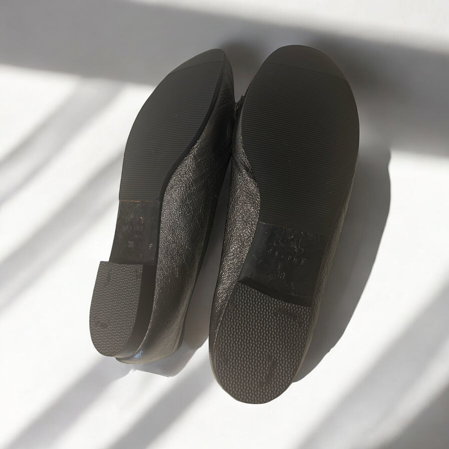 Celine metallic gray ballet flats