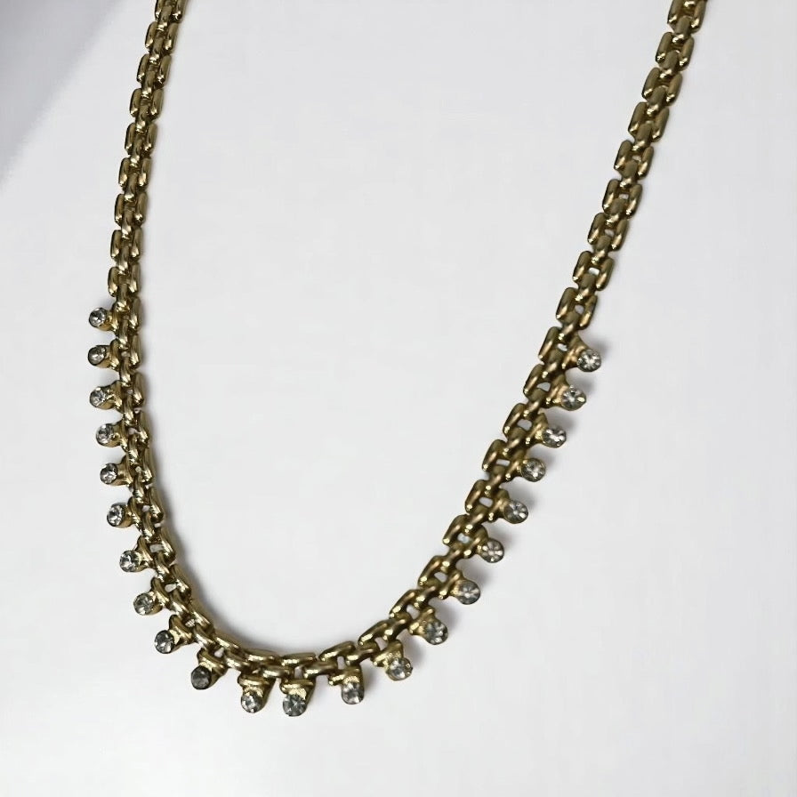 Vintage Gold plated zirconia necklace