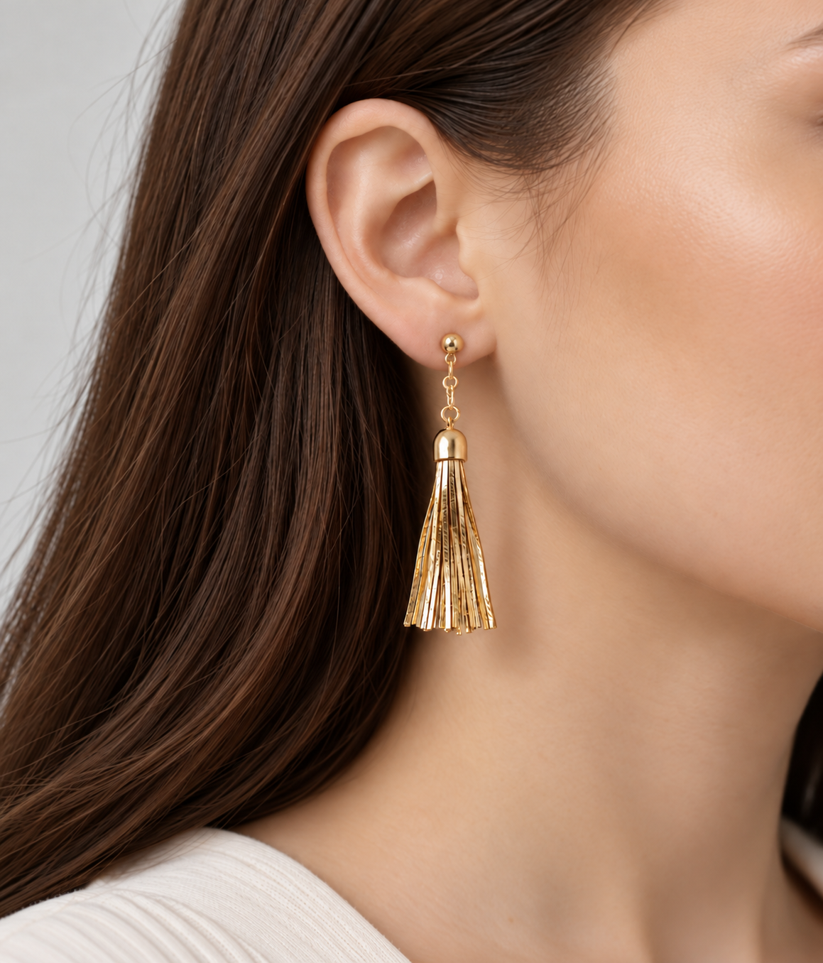 Vintage Gold-Plated Tassel Clip-On Earrings | 1990s