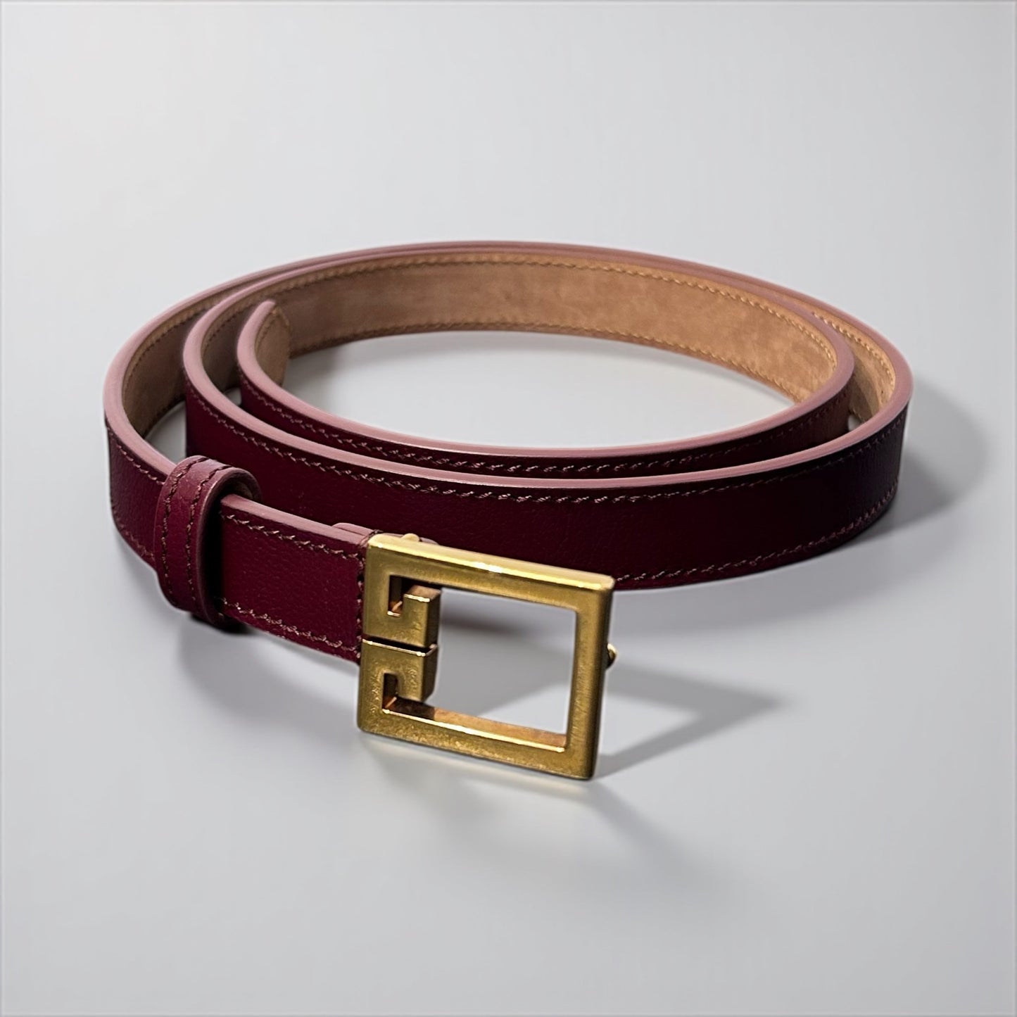 Vintage Givenchy Burgundy Leather Belt