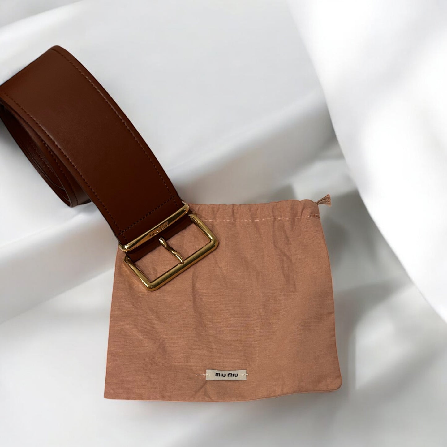Miu Miu Engraved Leather belt