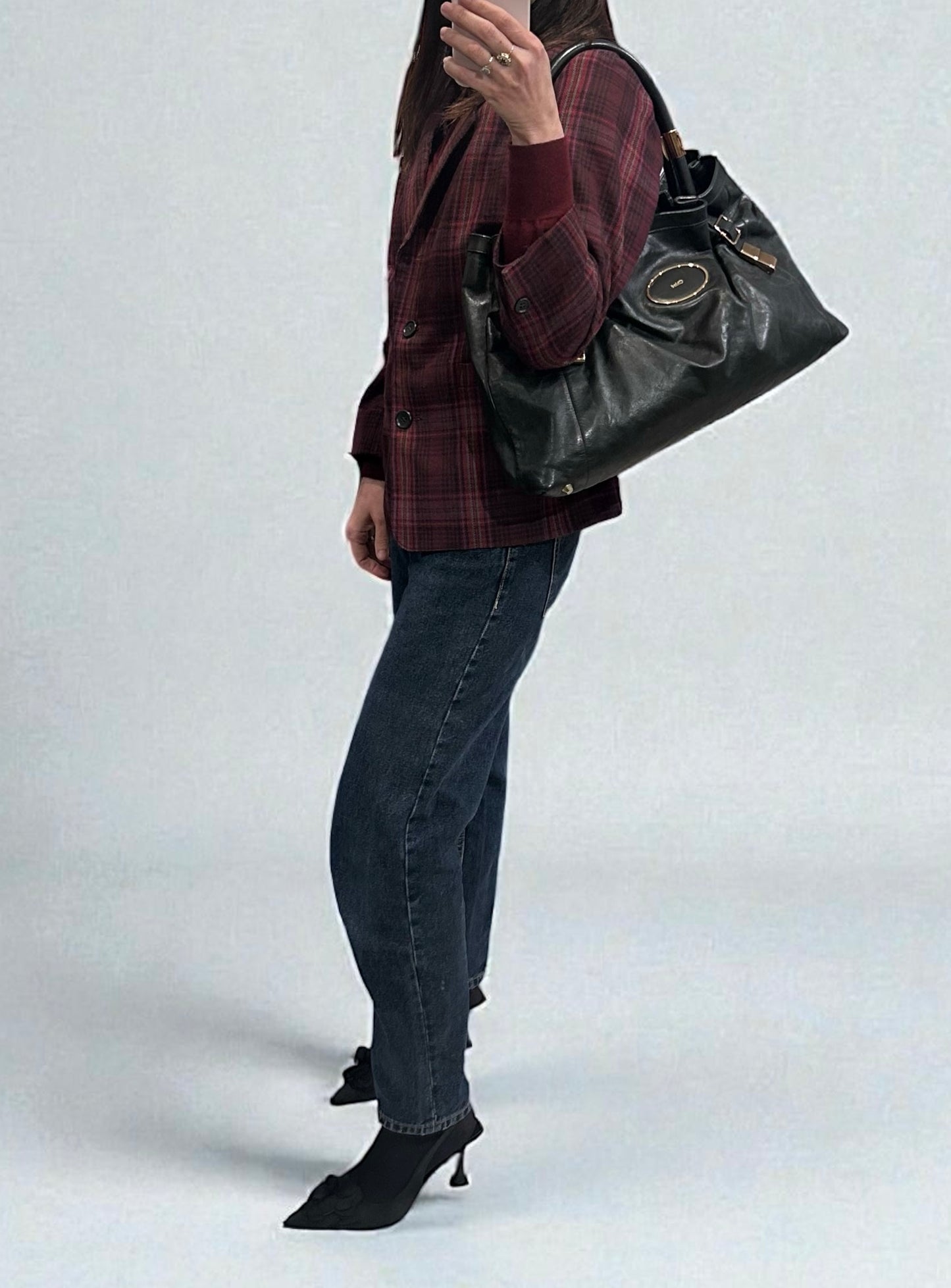 Vintage Chloé Black Leather Tote Bag