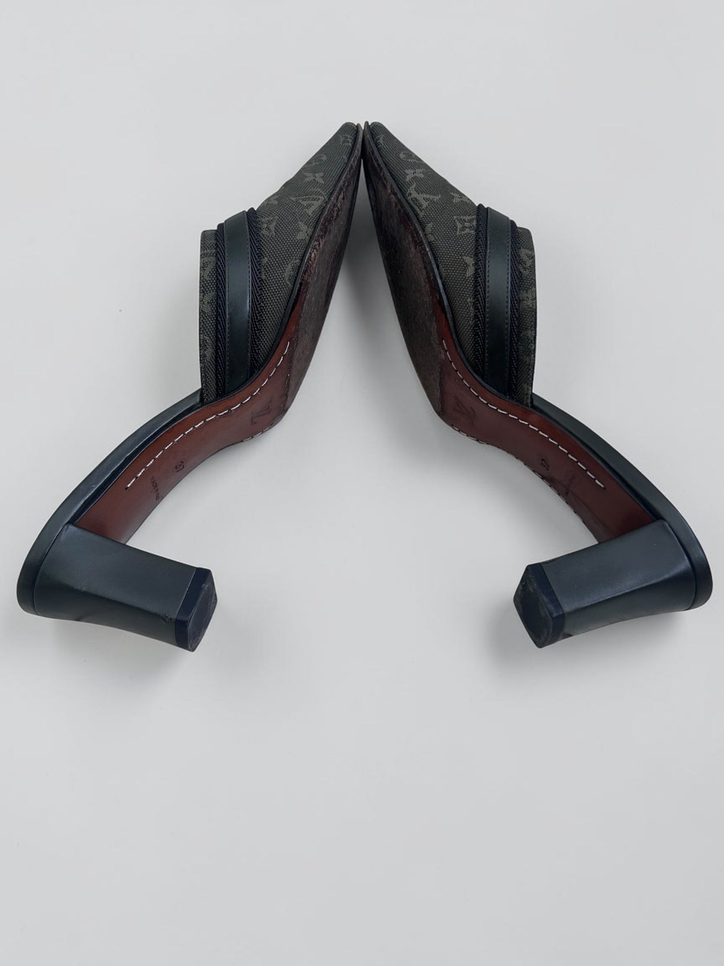 Louis Vuitton Monogram Mini Lin Canvas Mules|Early 2000s