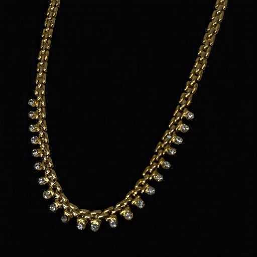 Vintage Gold plated zirconia necklace