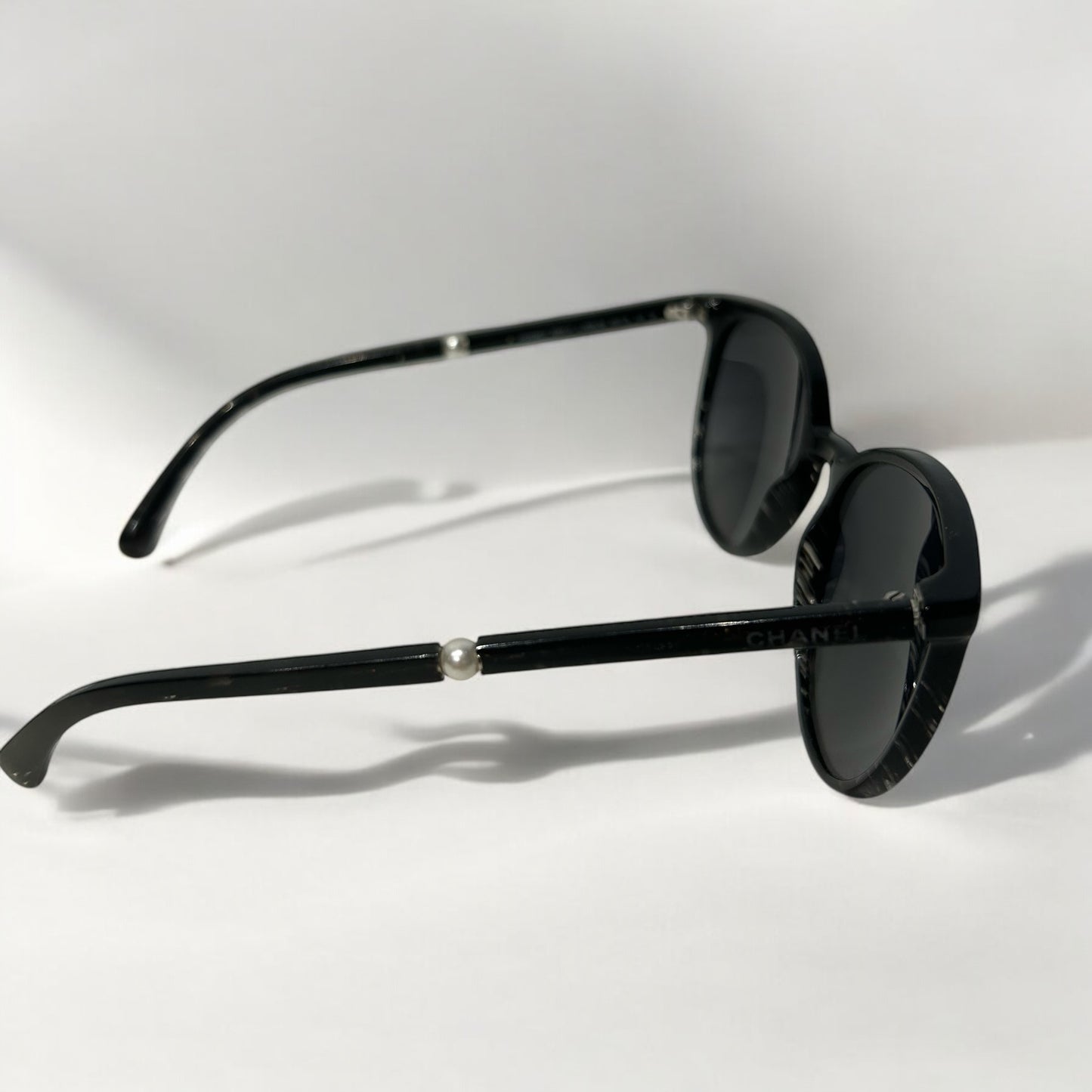 Chanel Black glitter polarized sunglasses