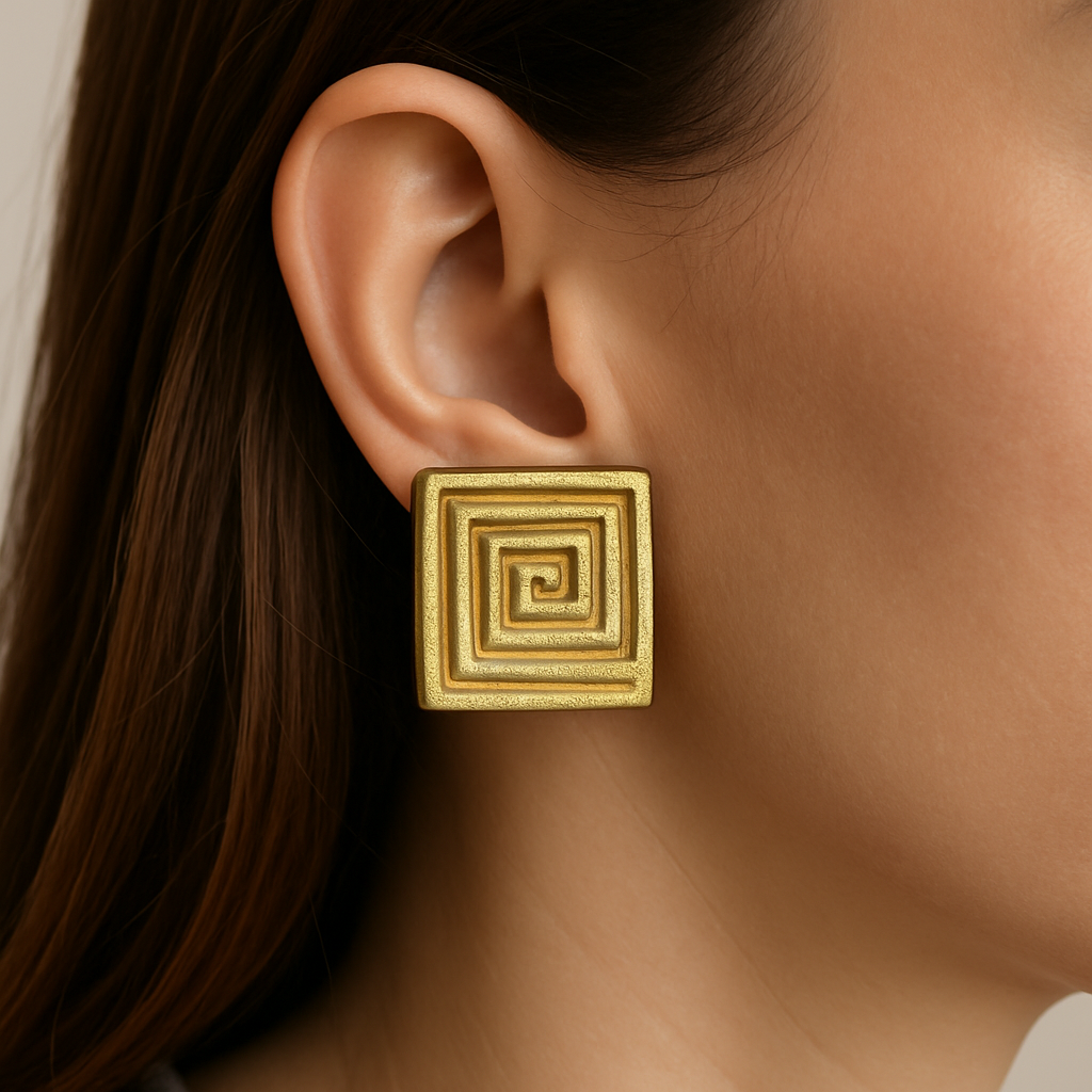 Vintage Gold Plated Spiral Clip-On Earrings