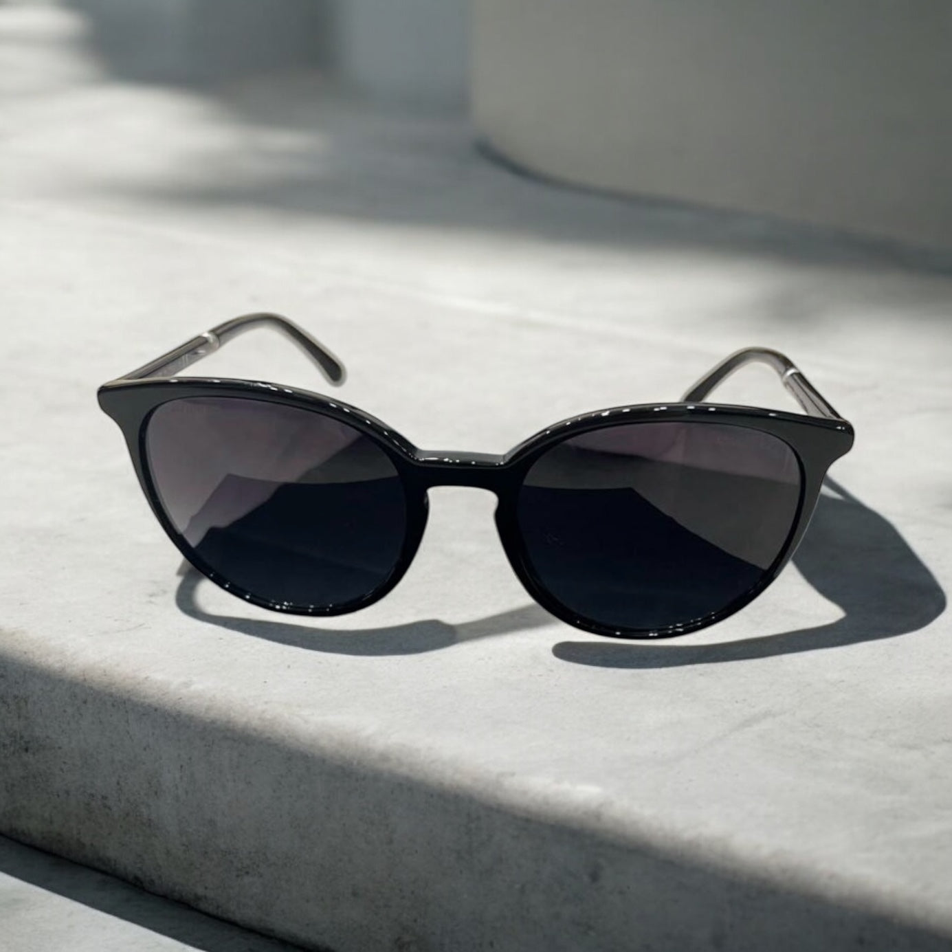 Chanel Black glitter polarized sunglasses