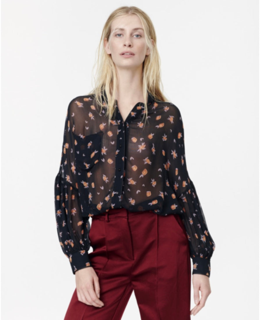 Munthe Sheer Floral Print Blouse
