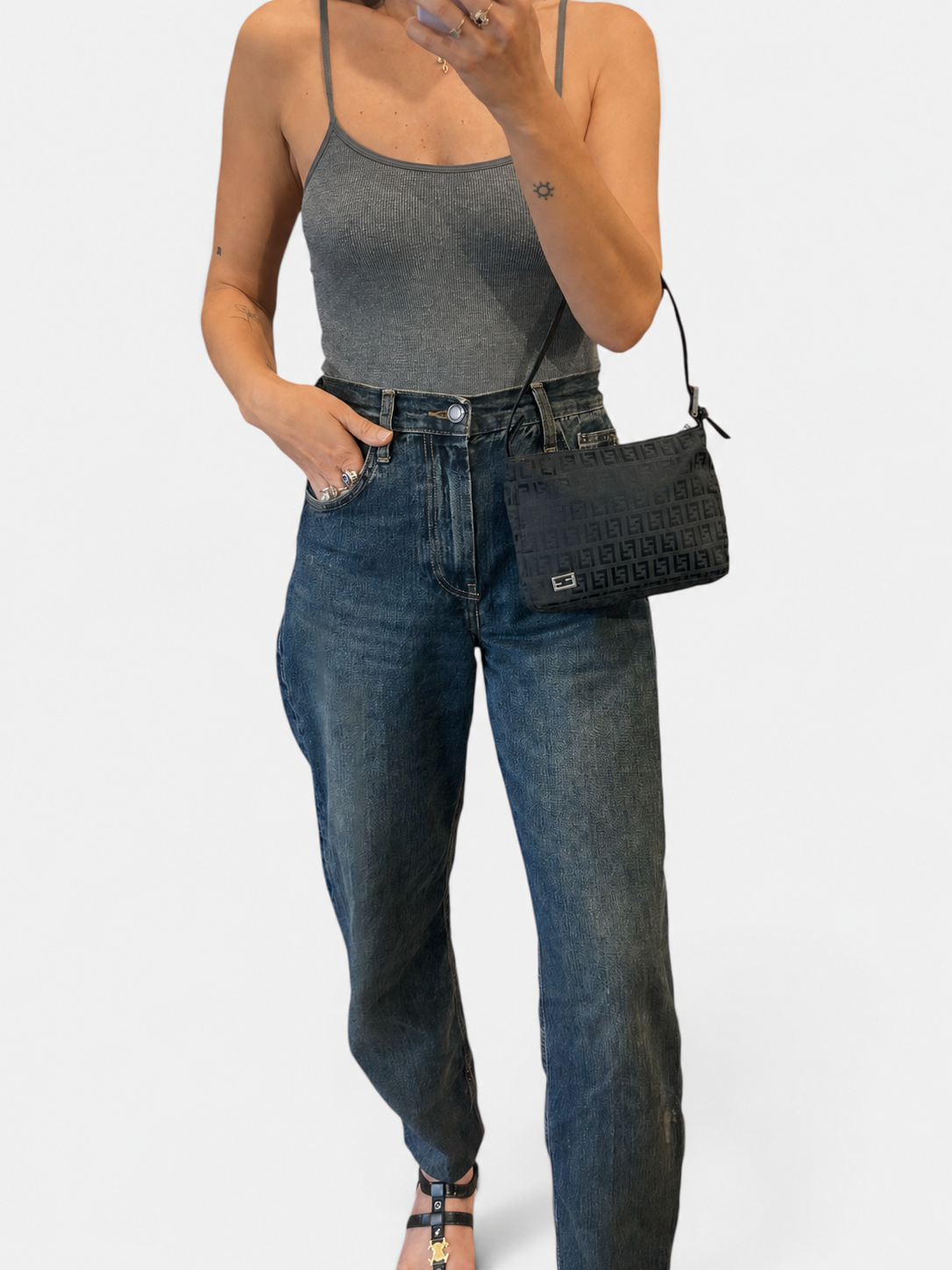 Vintage Fendi Zucca Shoulder Bag| Late 1990s / Early 2000s
