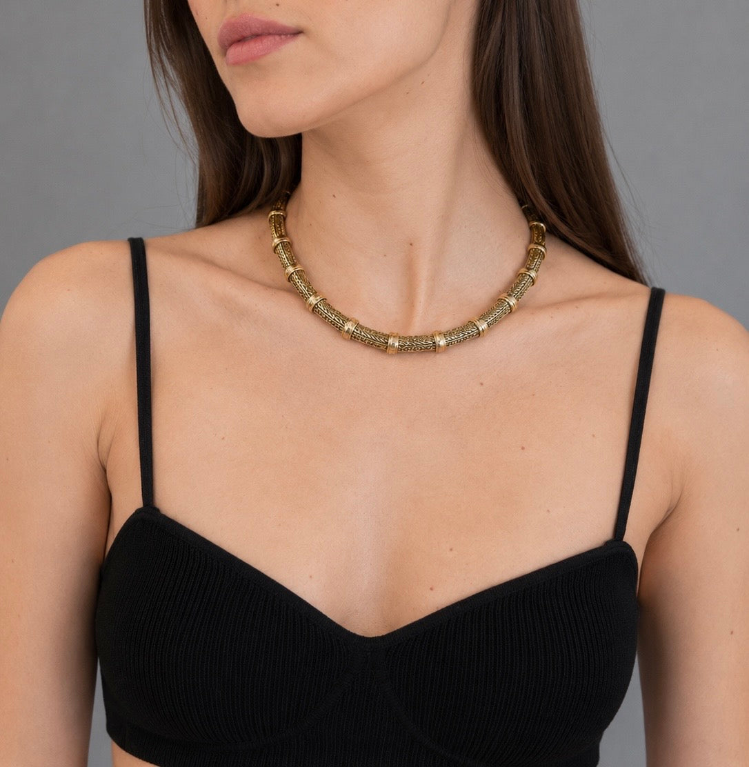 Vintage Gold-Plated Statement Collar Necklace| 1990s