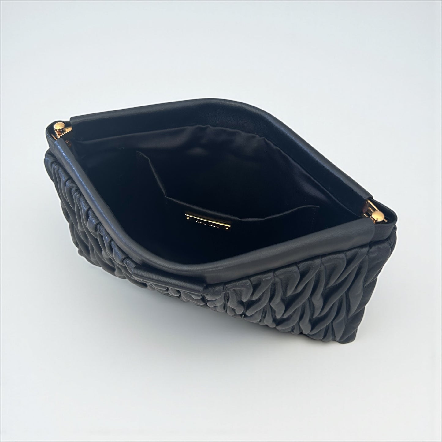 Miu Miu Black Matelassé Leather Clutch Bag