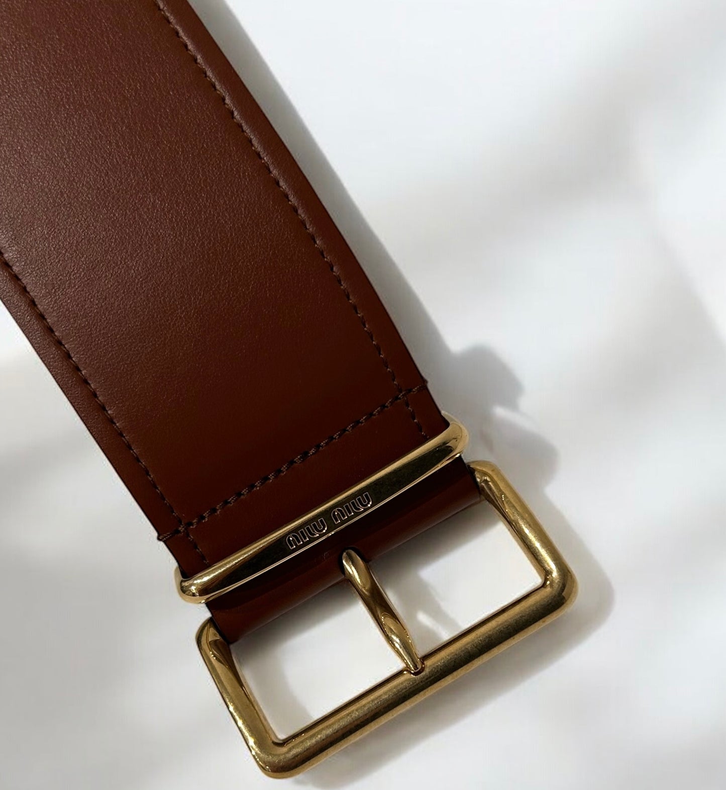 Miu Miu Engraved Leather belt