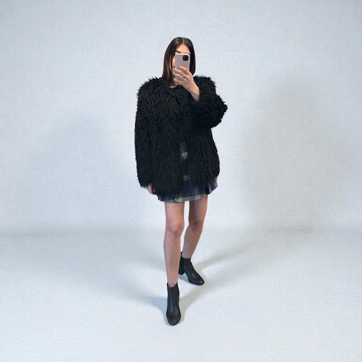 Vintage Black Faux Fur Jacket
