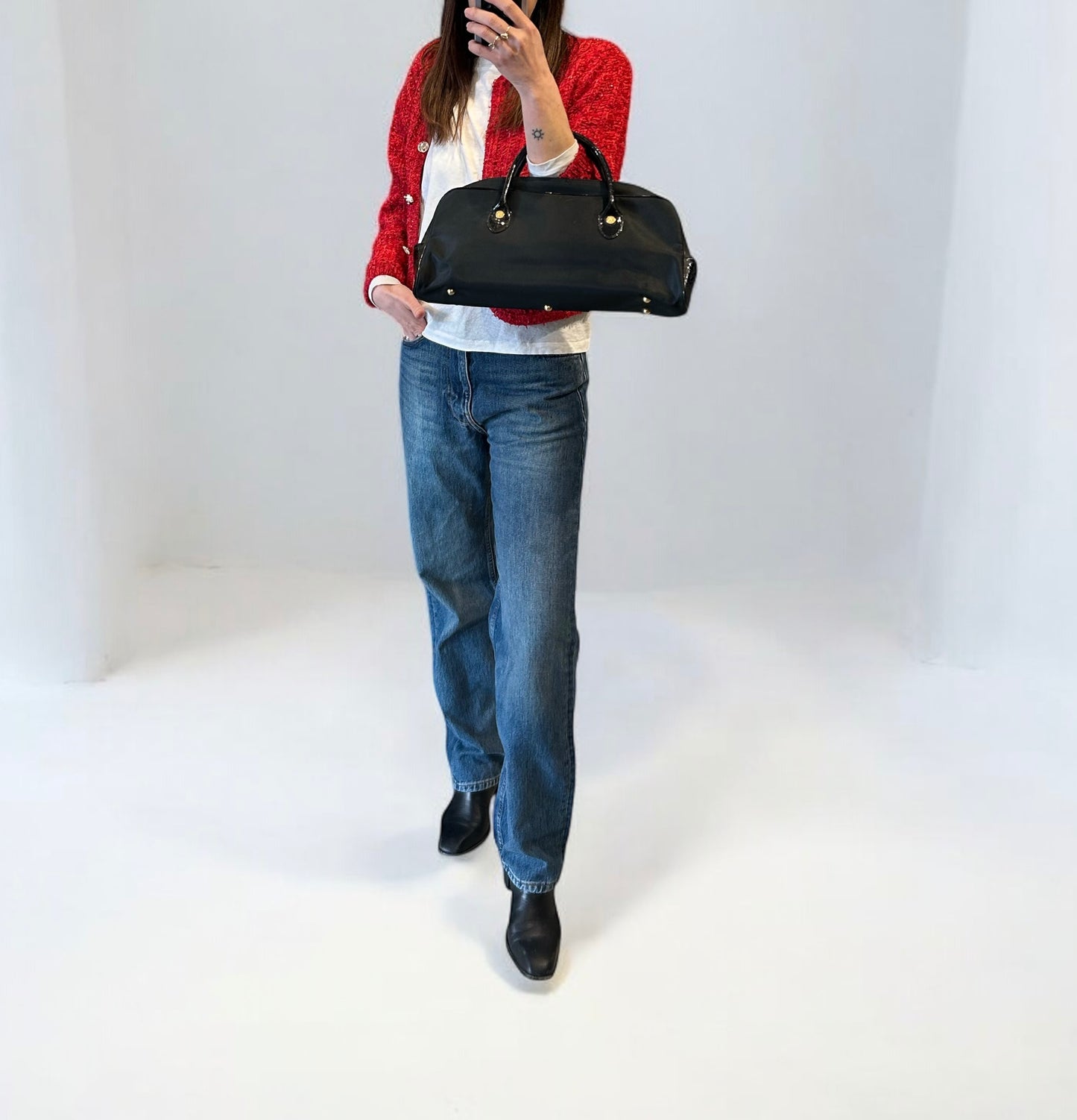 Vintage Nylon&leather bag