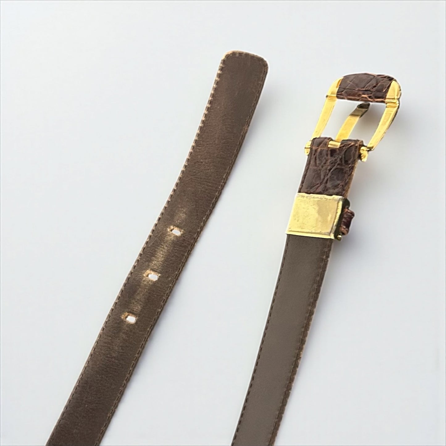 Vintage Yves Saint Laurent Croc-Embossed Leather Belt ,Late 1980s
