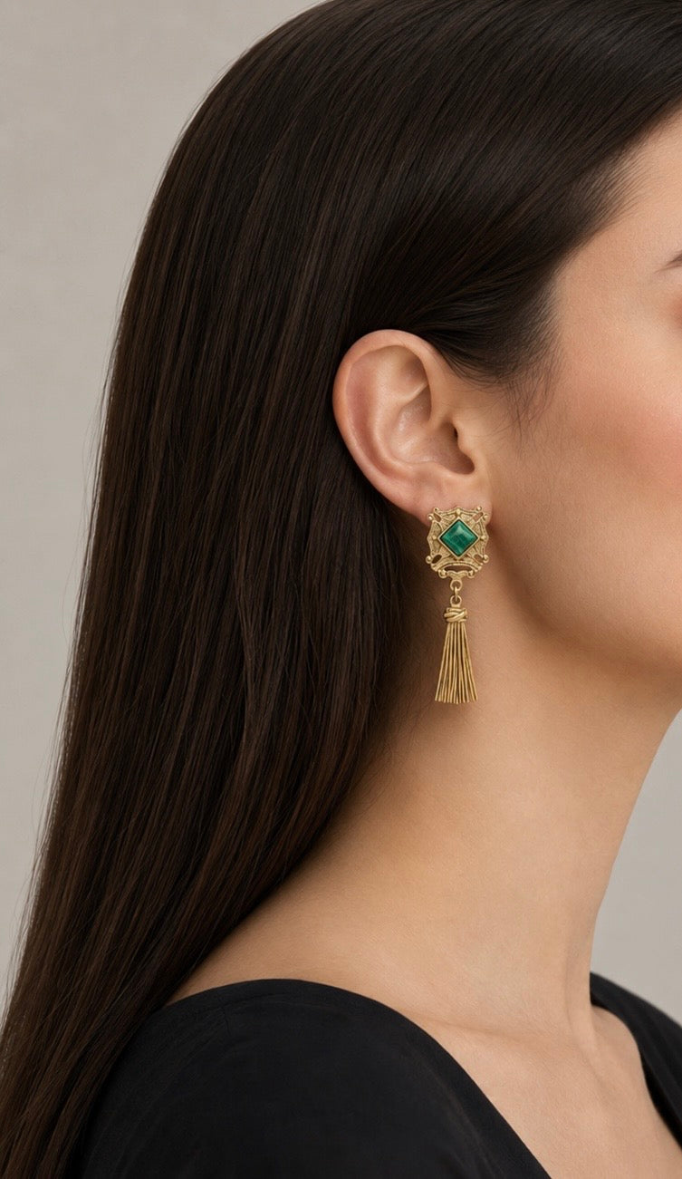 Vintage Gold-Plated Tassel Earrings| 1980s