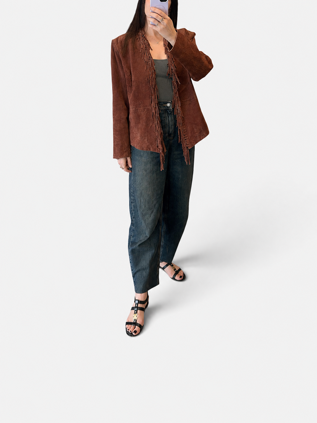 Vintage Brown Suede Fringe Jacket|Early 2000s