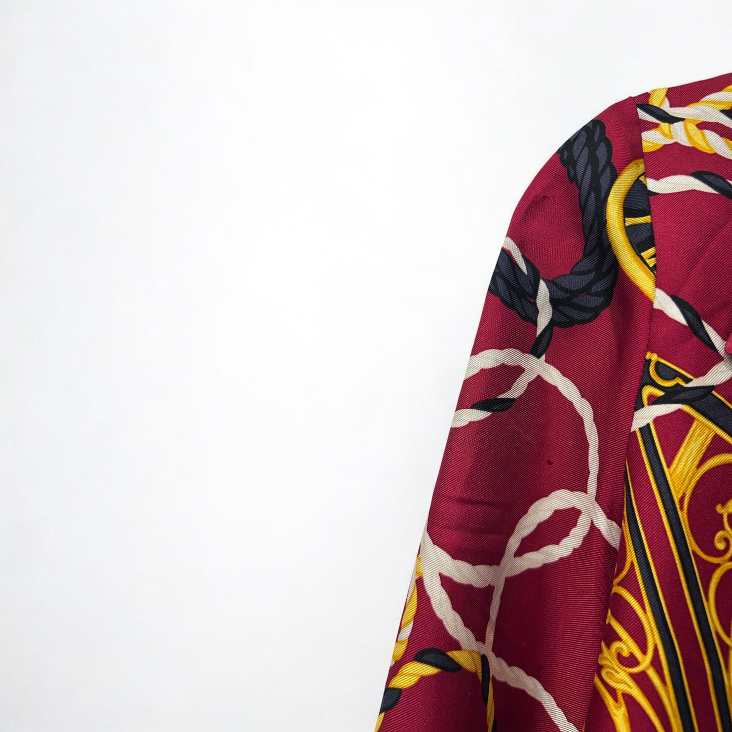 Vintage Silk Blouse with Nautical Baroque Print