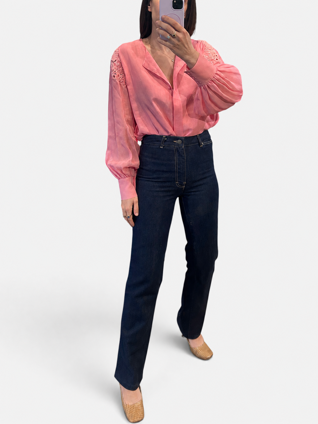 Vintage Christian Dior Pink Cotton Lace Blouse| 2004